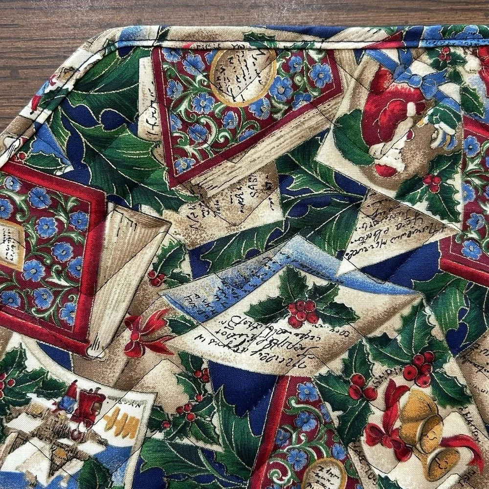 Vintage Handmade 80's-90's‎ Handmade Quilted Christmas Placemats, Set Of 4